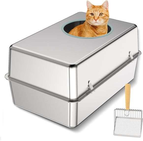 Stainless Steel Cat Litter Box with Lid image