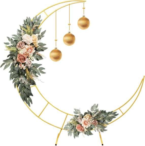 7.2 Feet Moon Wedding Arch Gold Frame image