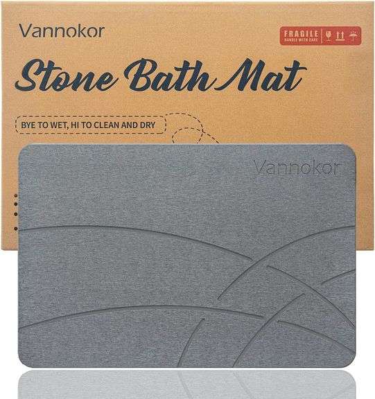 Vannokor Stone Bath Mat, Quick Dry, Dark Grey image