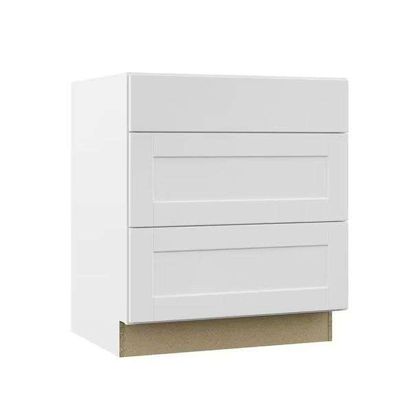 30x24x34.5 Shaker Drawer Base Cabinet, Satin White image