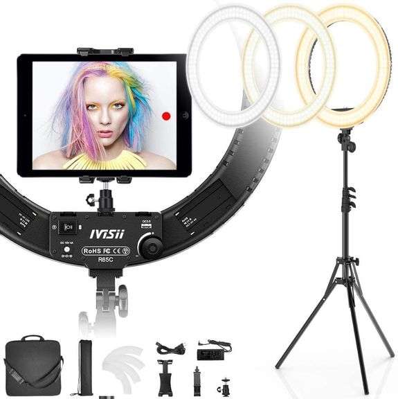 19in Ring Light w/ Stand & Phone Holder, 60W image