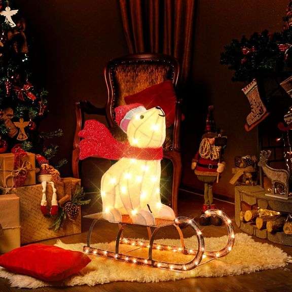 GENIMO Sleigh Polar Bear Xmas, 2.5 FT, 102 LED image