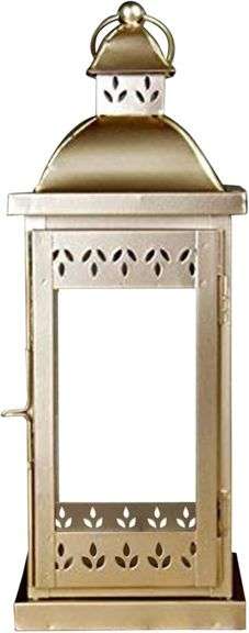 Hosley 15 Inch Large Clear Glass Lantern Gold image