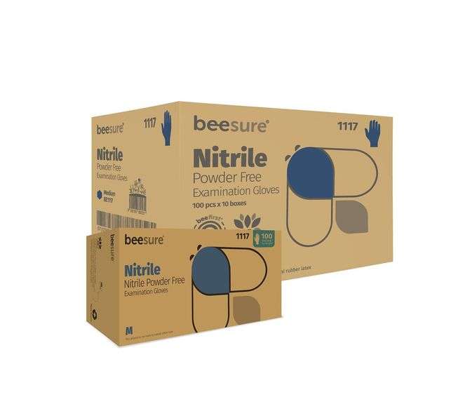 BeeSure Exam Gloves, Nitrile, XS, 1000-Pack image