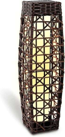Solar Floor Lamp, Resin Wicker Lantern image