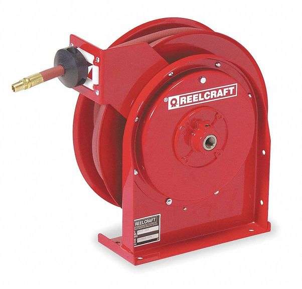 Spring Return Hose Reel: 25 ft, 300 psi, Red image