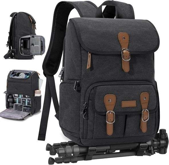 RAINSMORE Camera Bag Backpack for DSLR/SLR, Black image