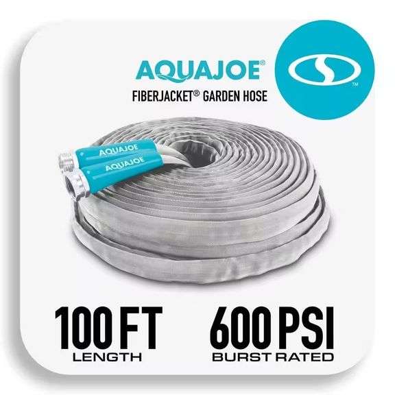 AQUA JOE 1/2" x 100' Fiberjacket Hose, Metal image