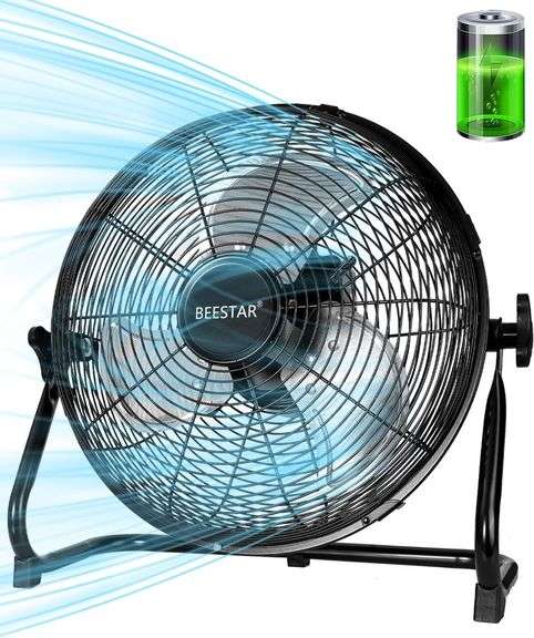 BEESTAR Rechargeable Fan, 15600 mAh, Black. image