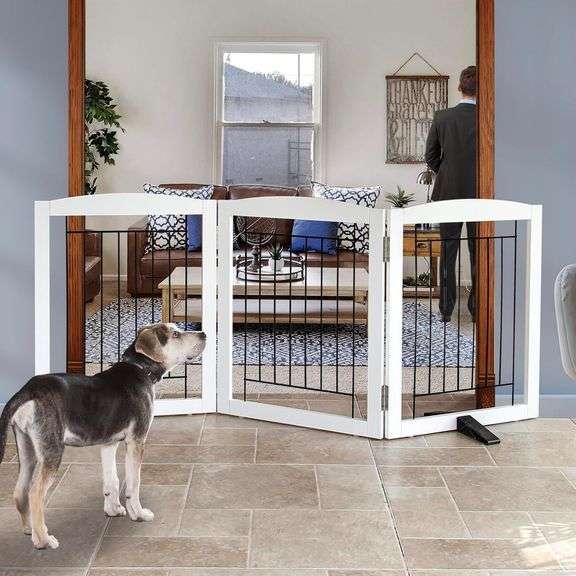 ZJSF Freestanding Dog Fence, White, 24"H-3 Panels image