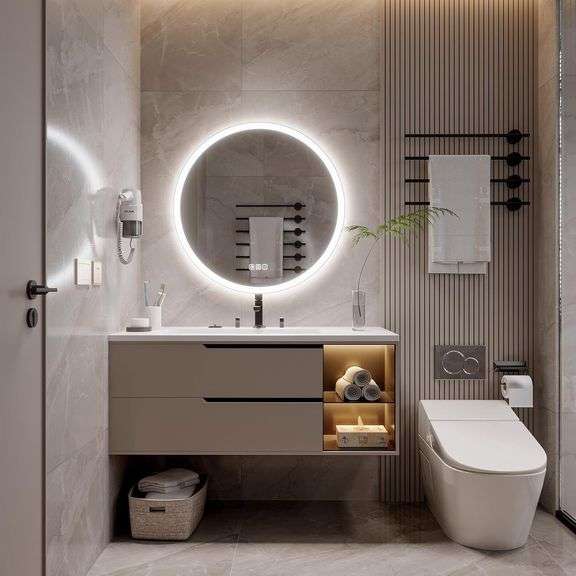 24in Round LED Mirror, Anti-Fog, Dimmable, CRI90+ image