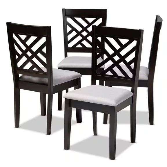 Gray/Espresso Fabric Dining Chair Set of 4. image