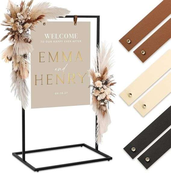 Elegant Wedding Welcome Sign - Black Metal Easel image
