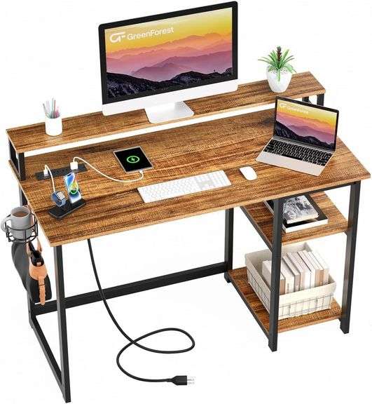 GreenForest 40 inch Computer Desk with Outlets image