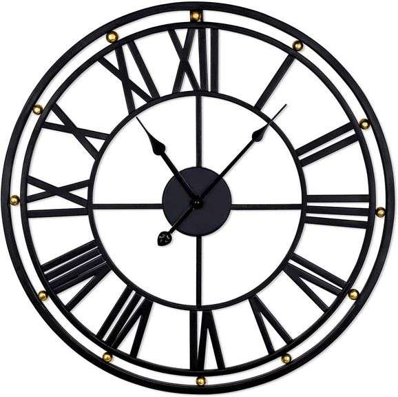 19in Non-Ticking Modern Wall Clock, Black image
