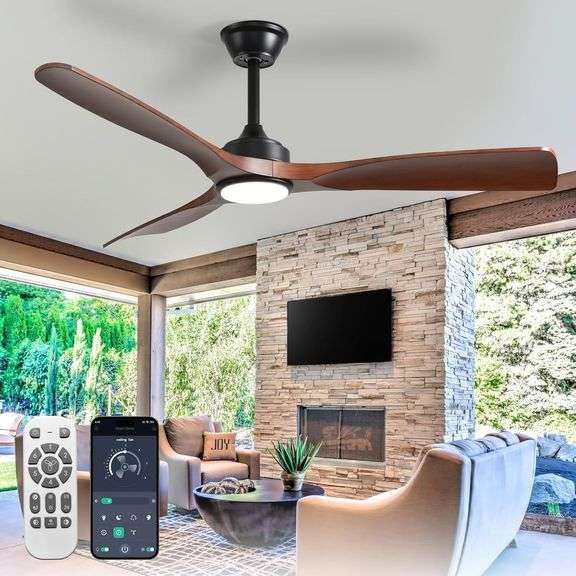 52 Inch Outdoor Fan: Walnut, Light, Remote, Quiet image