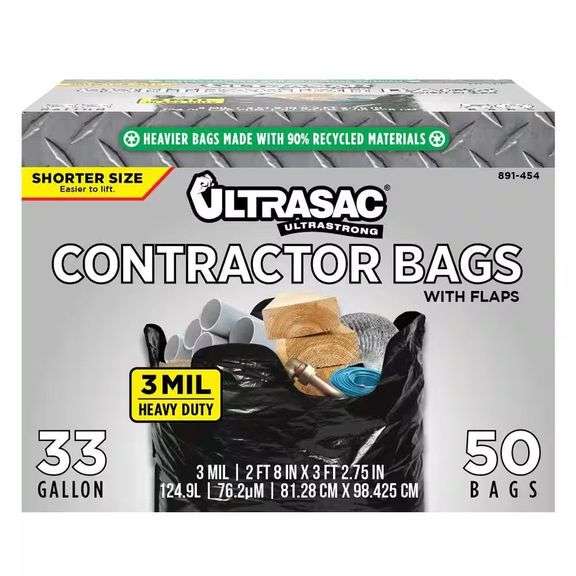 33 Gal. Contractor Bags w/ Flaps (50 Count) image