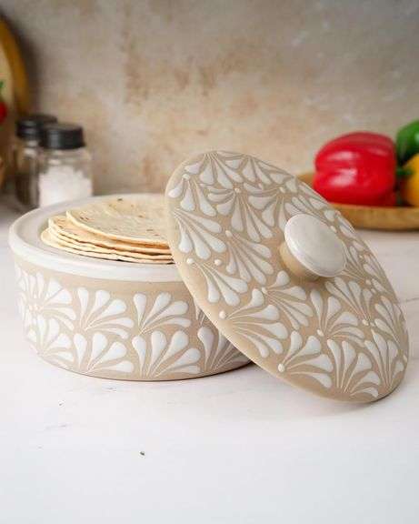 Ceramic Tortilla Warmer, Handmade Talavera Holder image