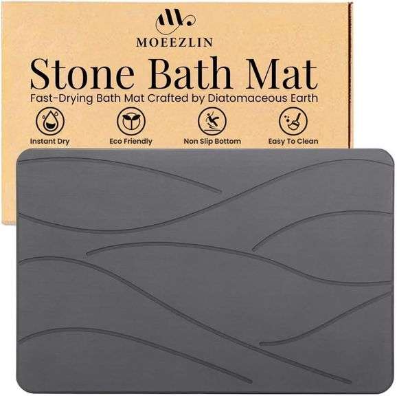 Stone Bath Mat - 23.6"x15.4", Grey image