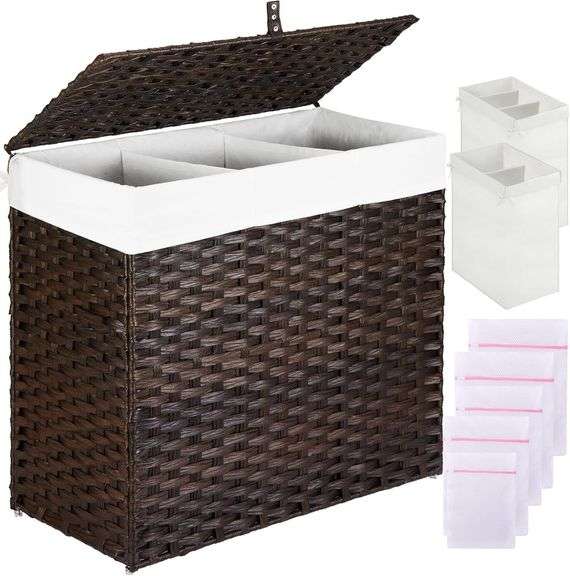 GREENSTELL 125L Laundry Hamper with Lid, Brown image