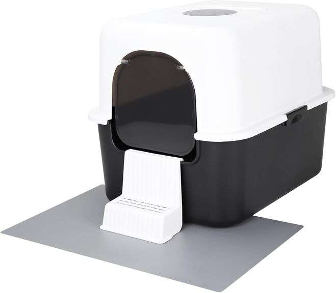 Sfozstra Cat Litter Box with Lid, Enclosed, Black image