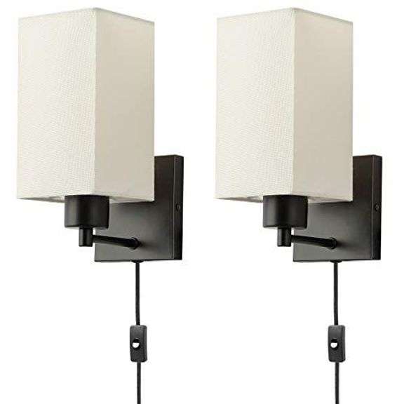 KOONTING  Wall Sconce Set of 2, Beige Fabric image