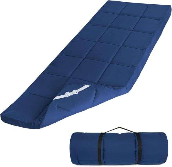 SPRINGSPIRIT Cot Mattress Topper, 75"x30", Navy image