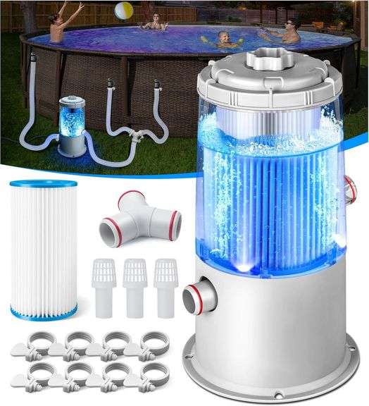 1000 GPH Light-Up Pool Filter Pump, Blue LED Light image