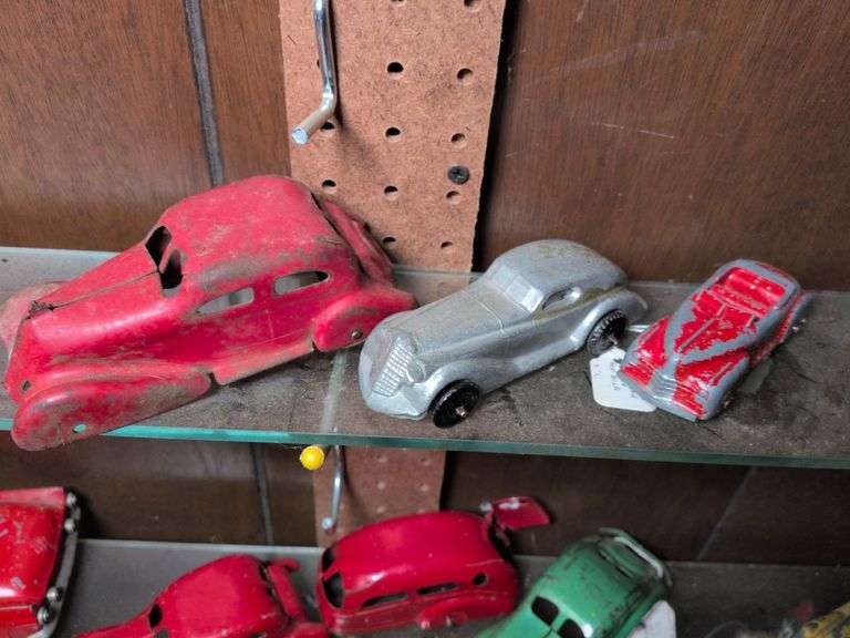 Arcade # 285 truck, Cast iron truck, aluminum imported coupe, Tootsie toy Chrysler and metal car image