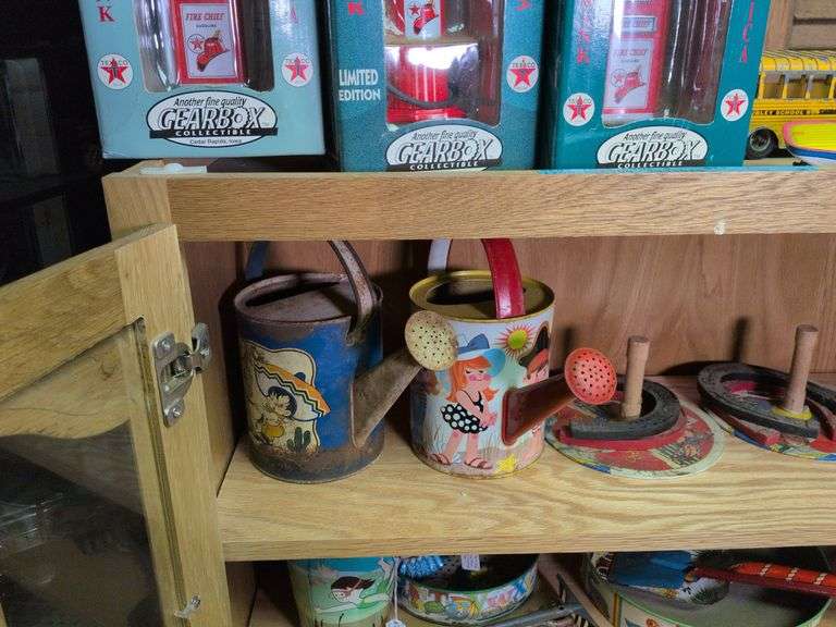 Ohio Art and J Chein watering cans and Roy Rodgers horse shoe toy image