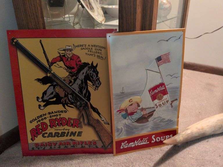 Cambells Soup and Red Ryder tin signs image