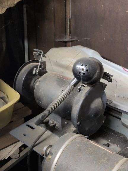 Bench grinder with work light image