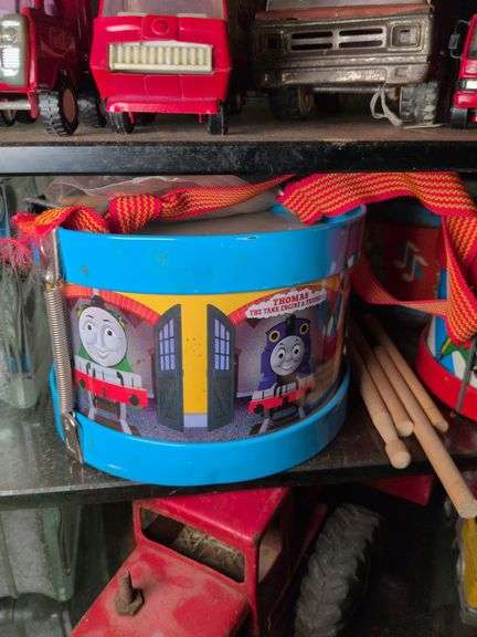 Thomas the Train drum and 3 Ohio Art drums image