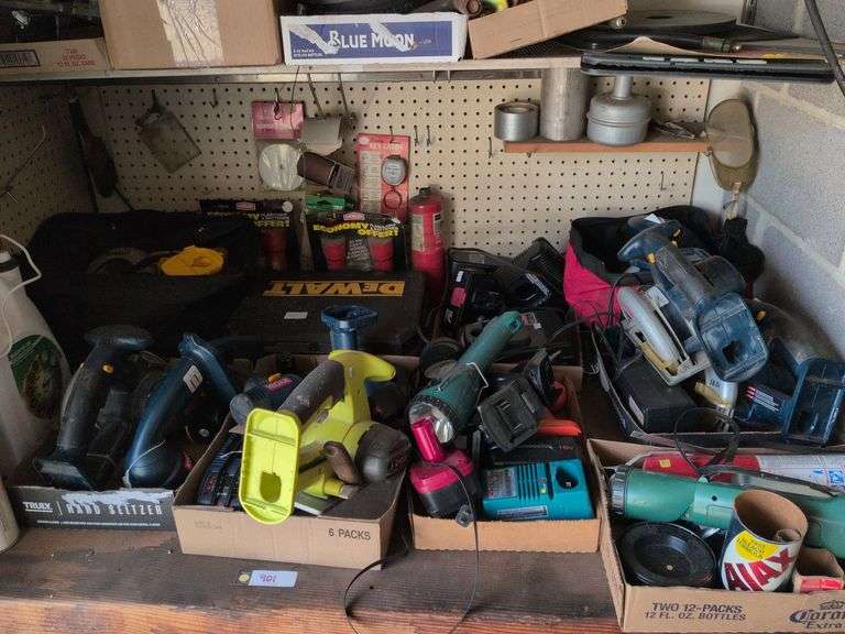 Drills, shop lights, saws and batteries (Ryobi, DeWalt and Die Hard) image