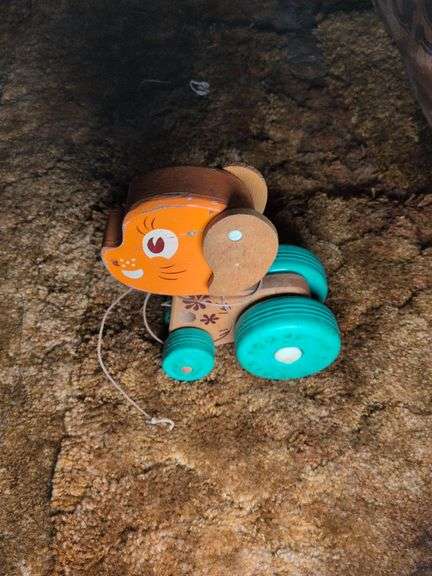 Michigan pull toy dog, Gong Bell pull toy dog and Fisher Price Patch Pony #616 image