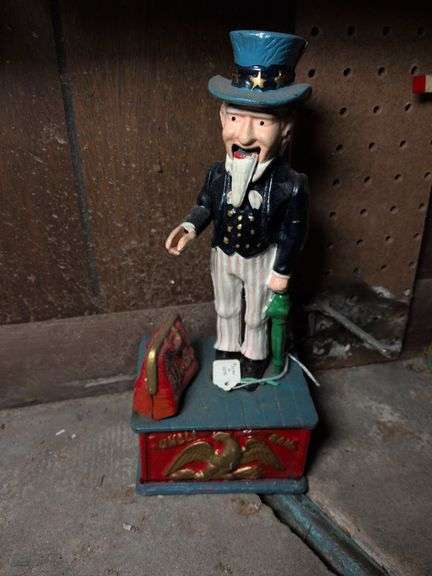 Uncle Sam vintage design Toscano mechanical piggy bank image