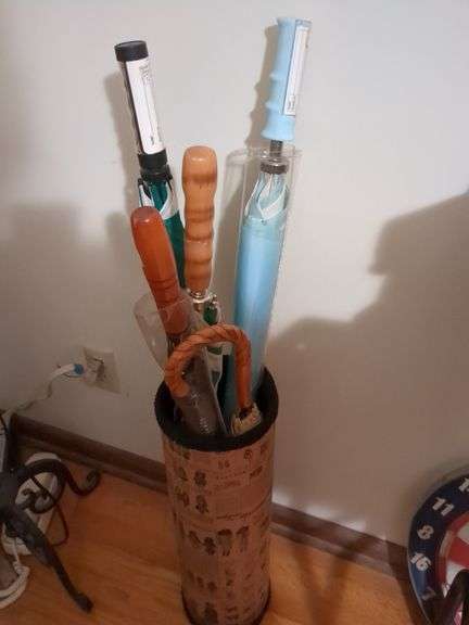 Vintage umbrella holder with 5 umbrellas image