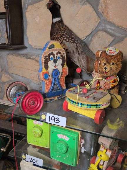 Gong Bell Mfg. dog pull toy and Fisher Price Teddy zilo #734 image