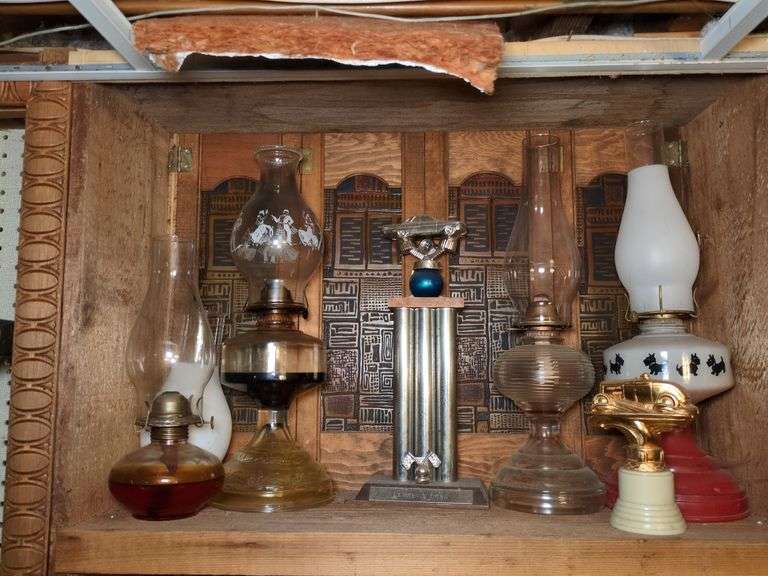 4 Oil lamps, trophy and misc image
