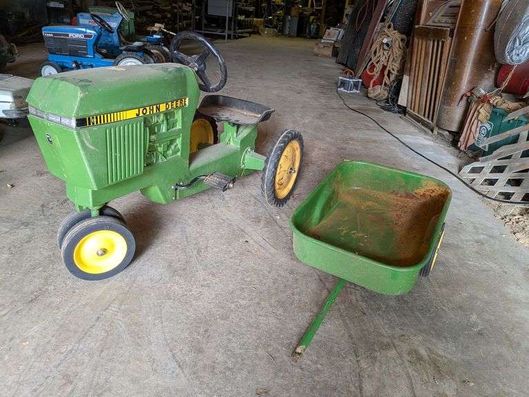 Vintage John Deere Pedal Tractor with Trailer image