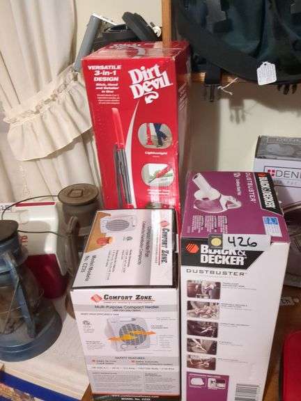 Dirt Devil 3 in 1 vacuum, Comfort Zone space heater, Black & Decker dust buster image