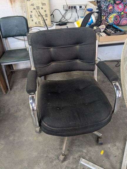 2 Rolling office chairs and one stationary chair