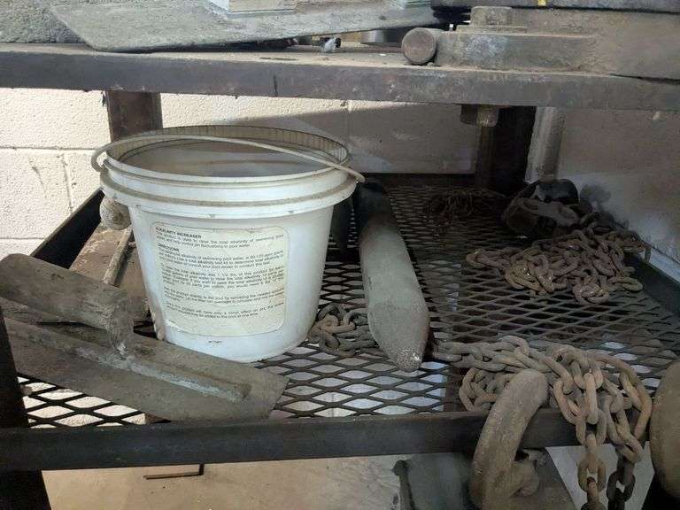 Metal table and contents(excluding hoist)
