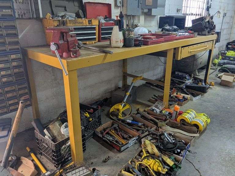 Yellow metal work bench