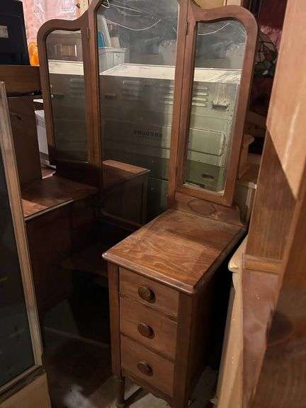 Vintage 1920s mirrored vanity (65" x 44" x 19") image