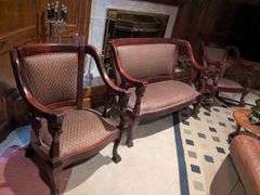 Matching vintage bench, chair and rocking chair