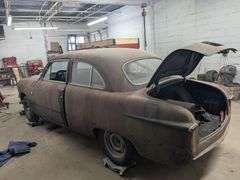 Modified 1951 Ford Tudor and parts: Hydraulic booster, radiator, 2 mufflers, engine air intake and 3"exhaust pipes