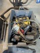 Toolbox with socket wrenches, sockets and tub of misc.