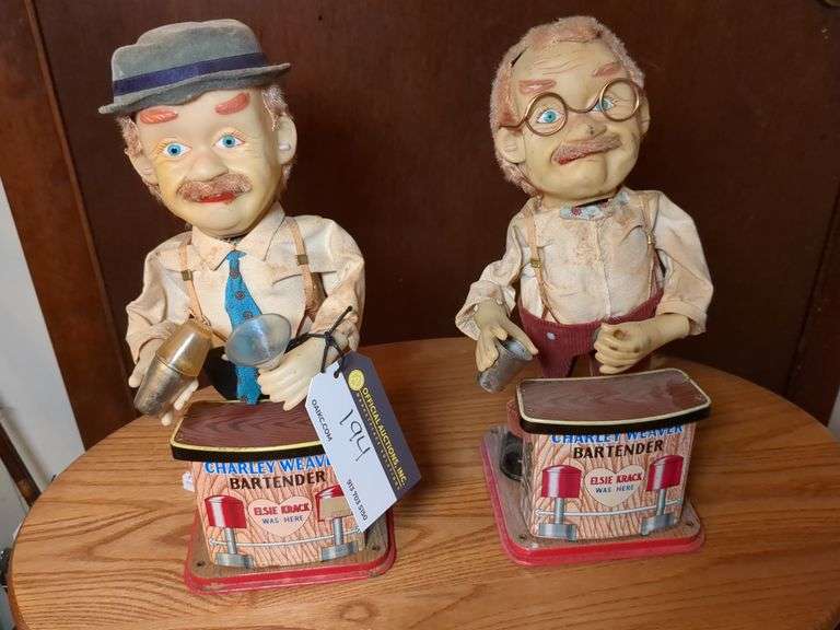 12" Charley Weaver Bartender without glasses and Charley Weaver Bartender 1962 12"