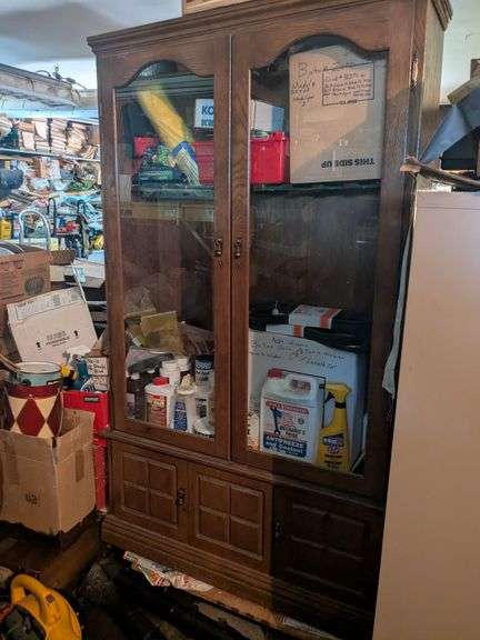 Cabinet and contents: car parts, car fluids, misc. 70"x41x12 image